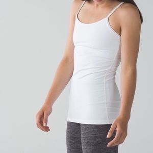 Lululemon Athletica white power Y yoga top size 10